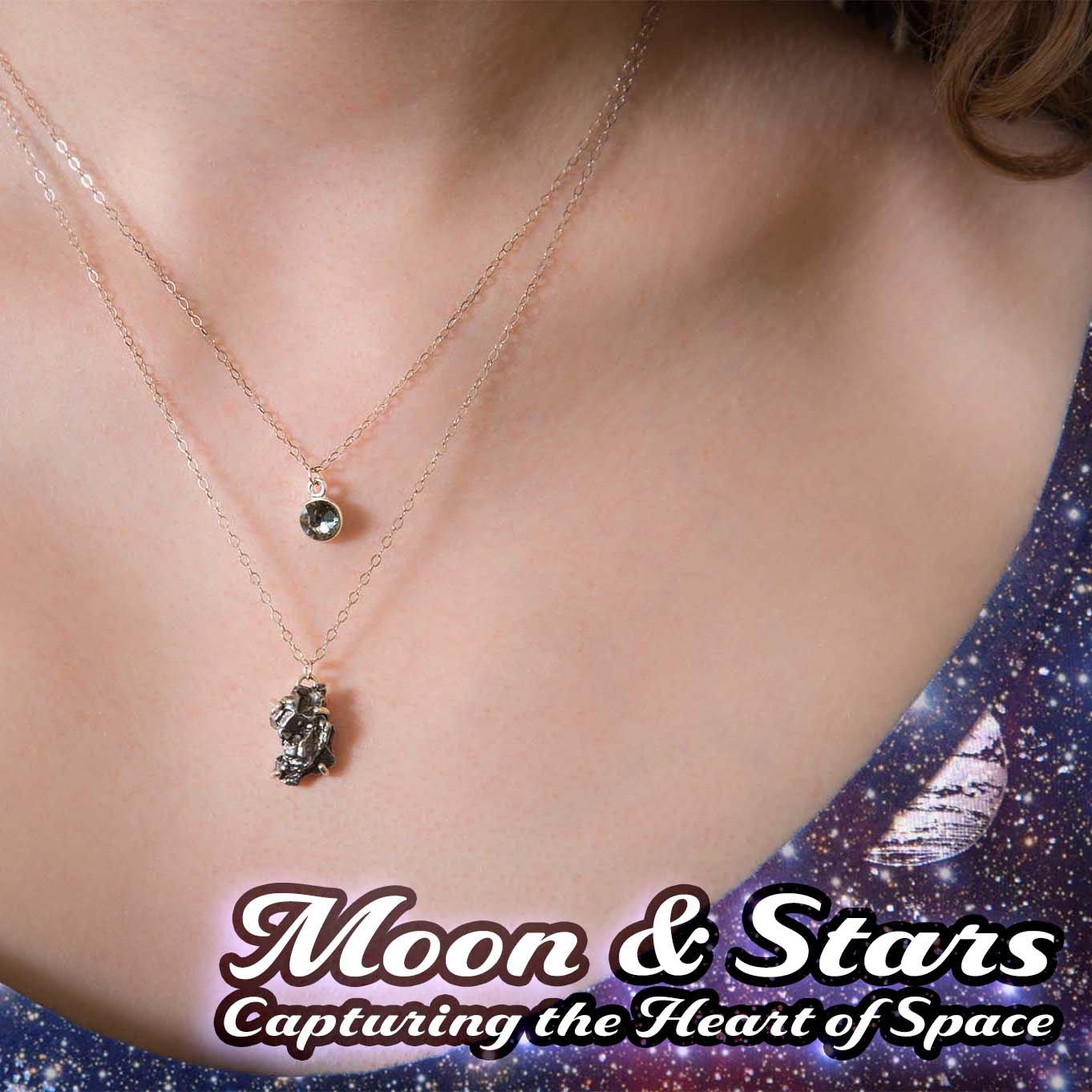 Moon & Stars Necklace - Capturing the Heart of Space